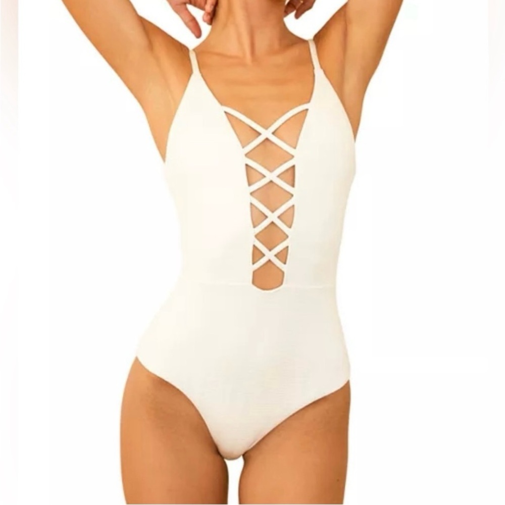 Dippin Daisys Bliss pink and cream one piece polka dots
